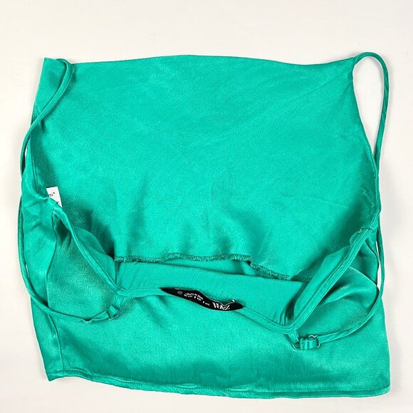 ZARA Green Cowl Neck Camisole Satin Look Draped Tank Top Size S - Picture 9 of 9